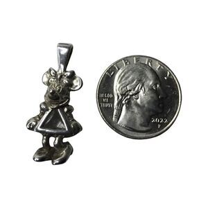 Vintage Disney Minnie Mouse 925 Silver Pendant w Birthstone